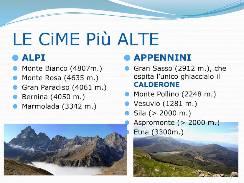 L'ITALIA
IL MIO PAESE
1 L'Italia è
una
penisola
Una terra ricca di storia
dove in uno spazio esiguo si
alternano climi e paesaggi
diversi.
H