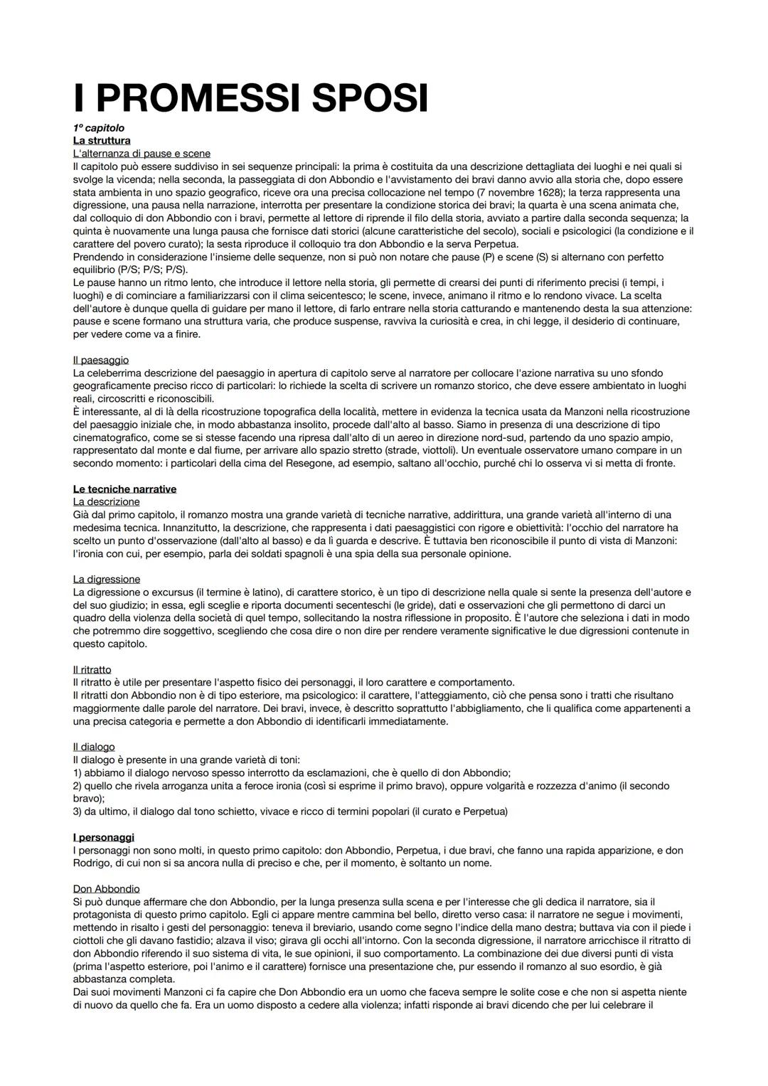 # I PROMESSI SPOSI

1º capitolo
La struttura
L'alternanza di pause e scene
Il capitolo può essere suddiviso in sei sequenze principali: la p