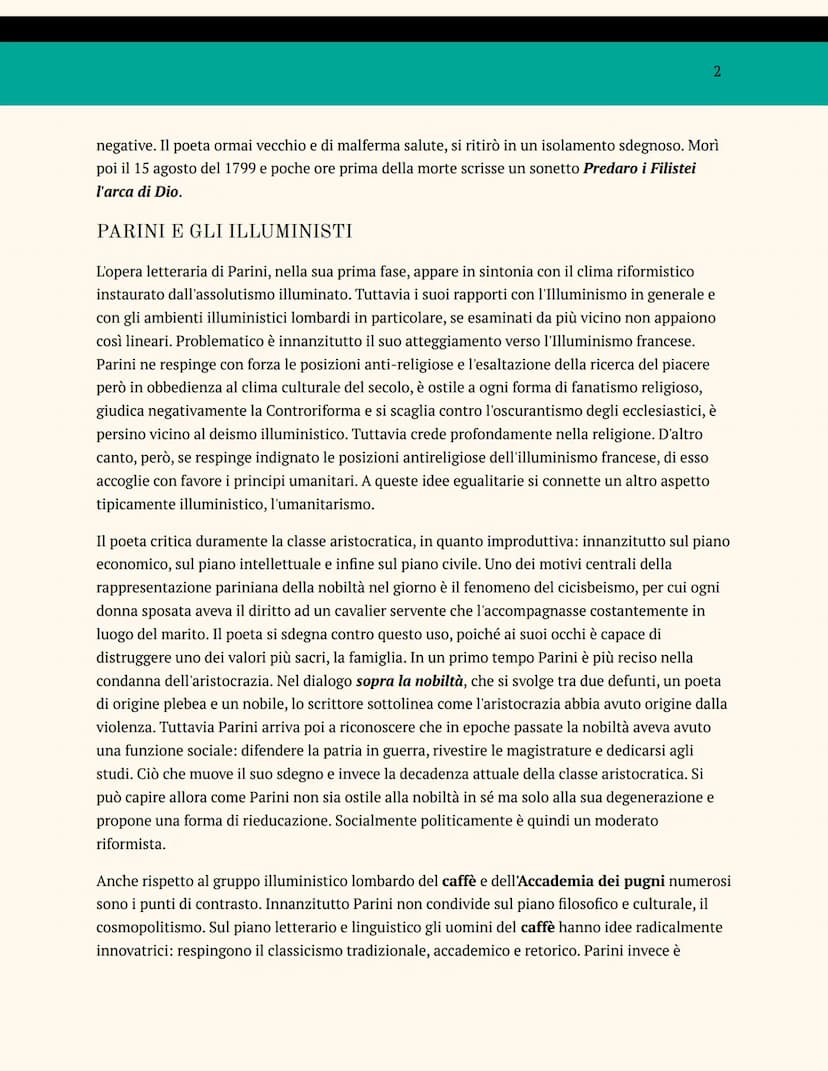 GIUSEPPE PARINI
VITA
Giuseppe Parino, chi preferì più tardi modificare il proprio cognome in Parini, nacque il 23
maggio 1729 a Bosisio da u