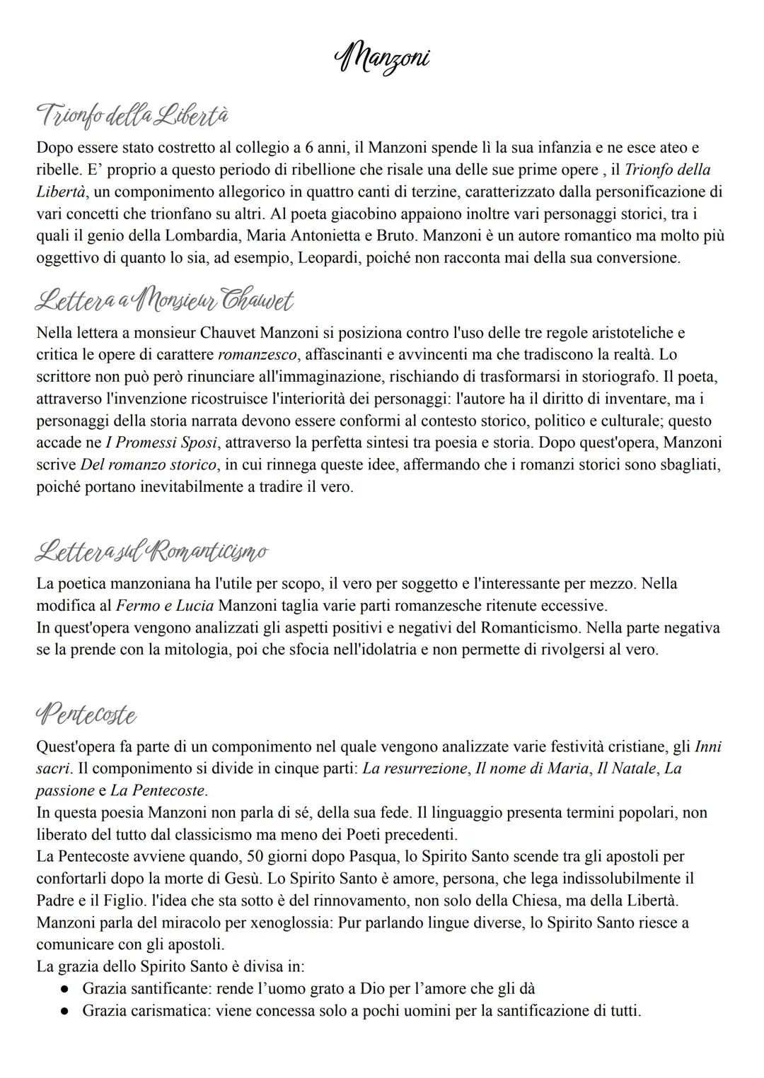 Manzoni
Trionfo della Libertà
Dopo essere stato costretto al collegio a 6 anni, il Manzoni spende lì la sua infanzia e ne esce ateo e
ribell