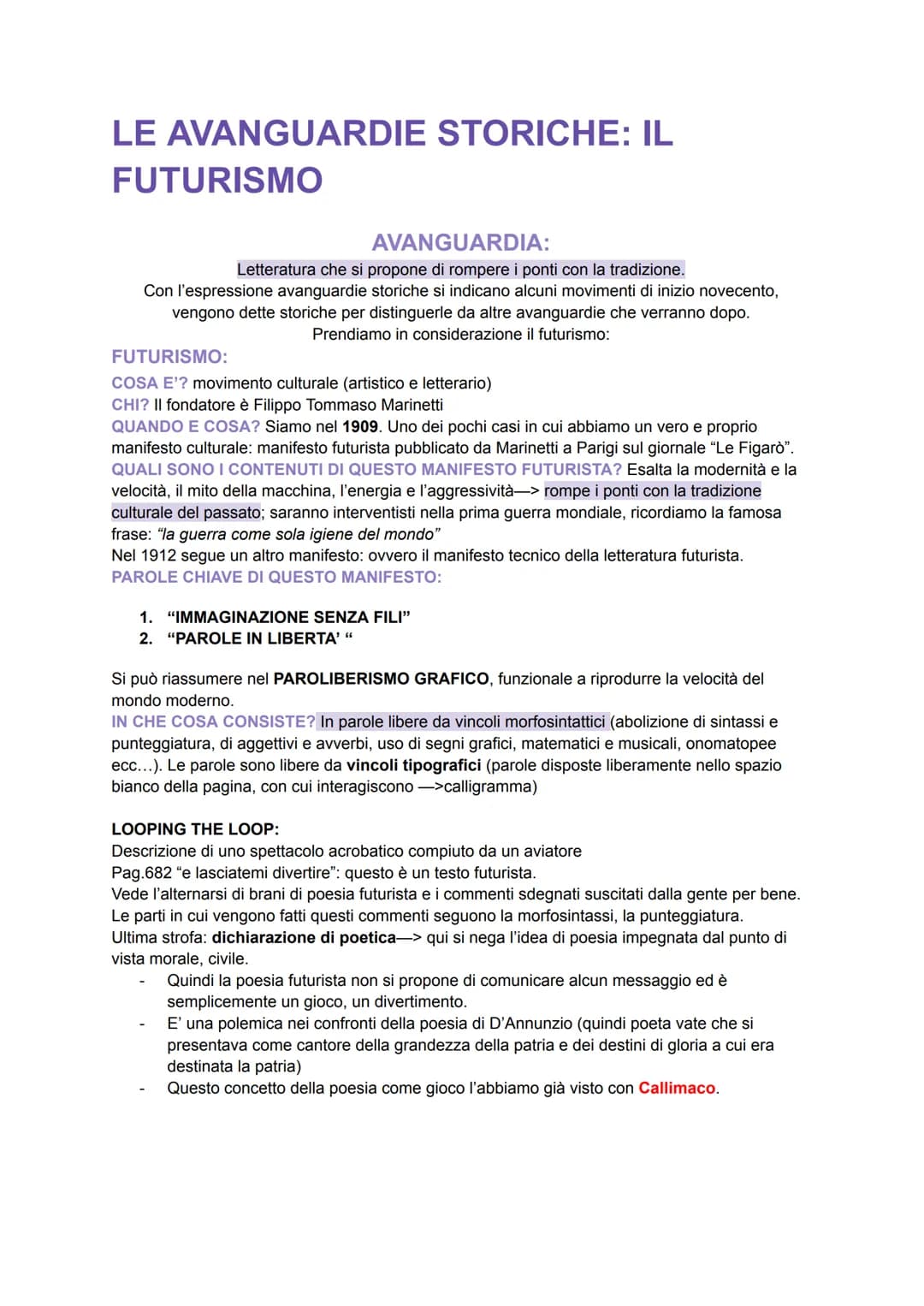LE AVANGUARDIE STORICHE: IL
FUTURISMO
AVANGUARDIA:
Letteratura che si propone di rompere i ponti con la tradizione.
Con l'espressione avangu