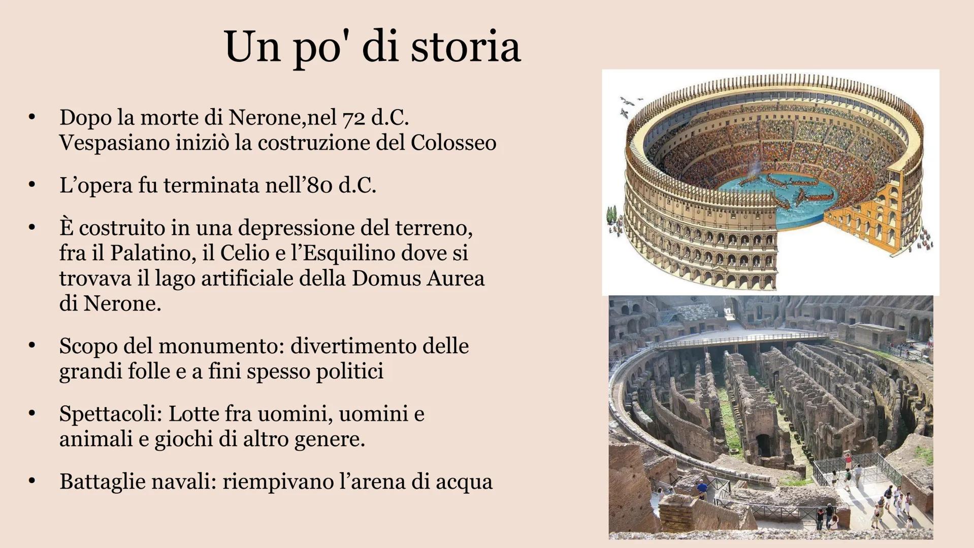 IL COLOSSEO ●
Dimensioni: 188x156 m
Forma: Ellittica
Conteneva: 50 000 persone
Costruite su 3 piani
1º piano: Patrizi
2° piano: Plebei
3° pi