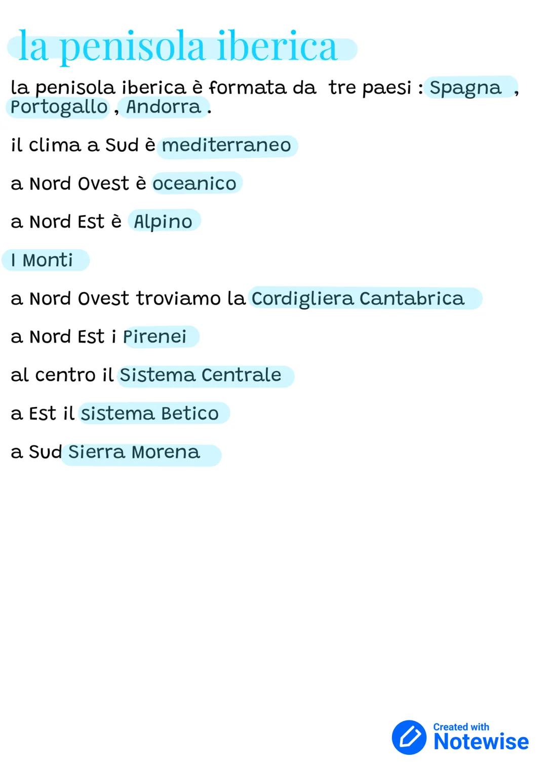 la penisola iberica
la penisola iberica è formata da tre paesi : Spagna
Portogallo, Andorra.
il clima a Sud è mediterraneo
a Nord Ovest è oc