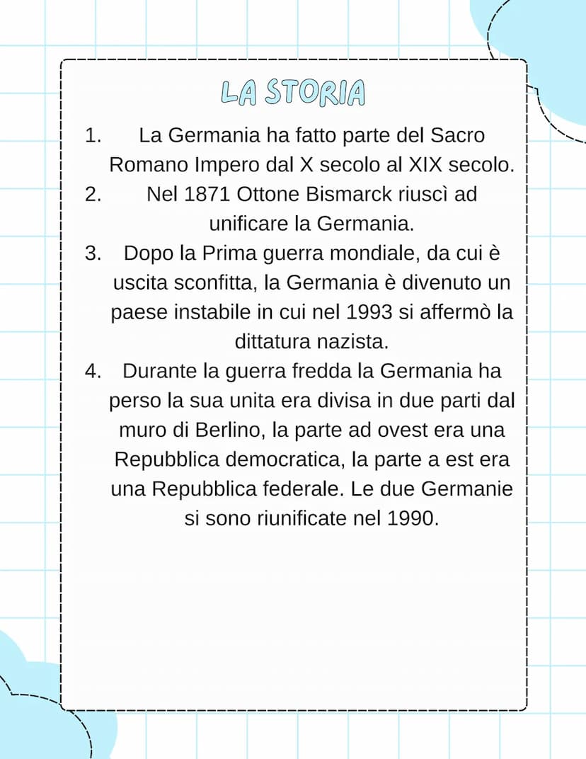 LA GERMANIA
La Germania è una Repubblica federale.
La capitale è Berlino.
Altre città importanti sono: Monaco di Baviera,
Amburgo, Francofor