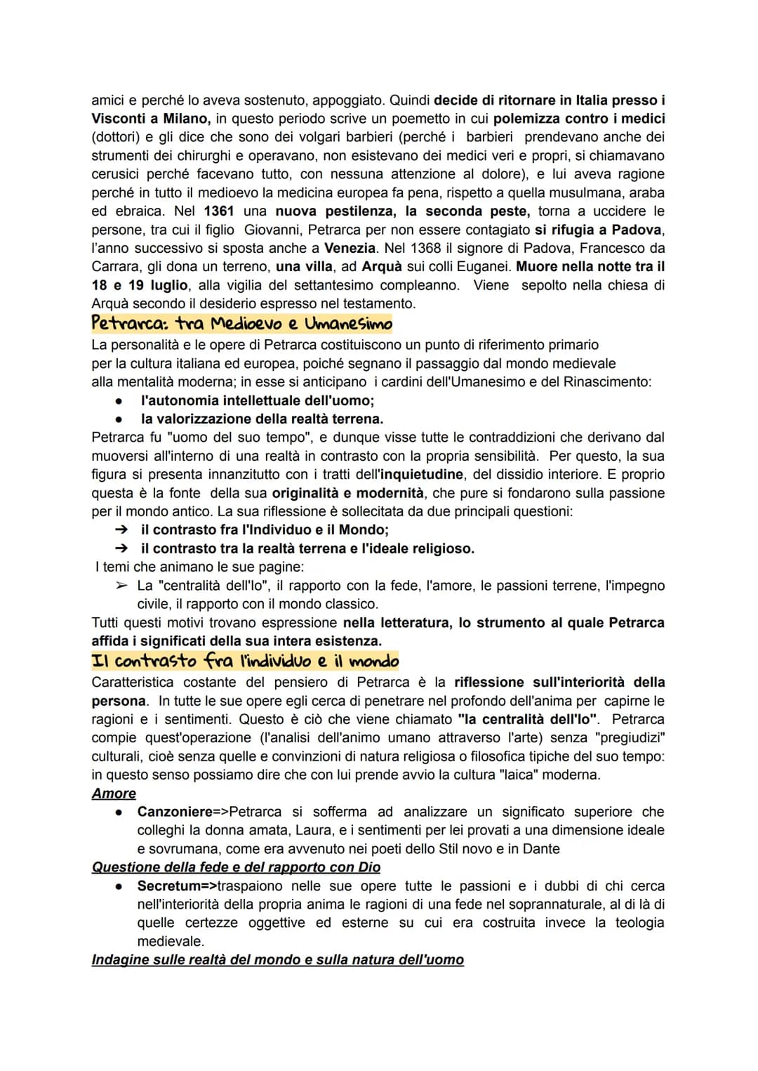 PETRARCA
l'infanzia e la giovinezza
Francesco Petrarca nasce ad Arezzo il 20 luglio del 1304. Da Arezzo la famiglia si sposta a
Incisa (oggi