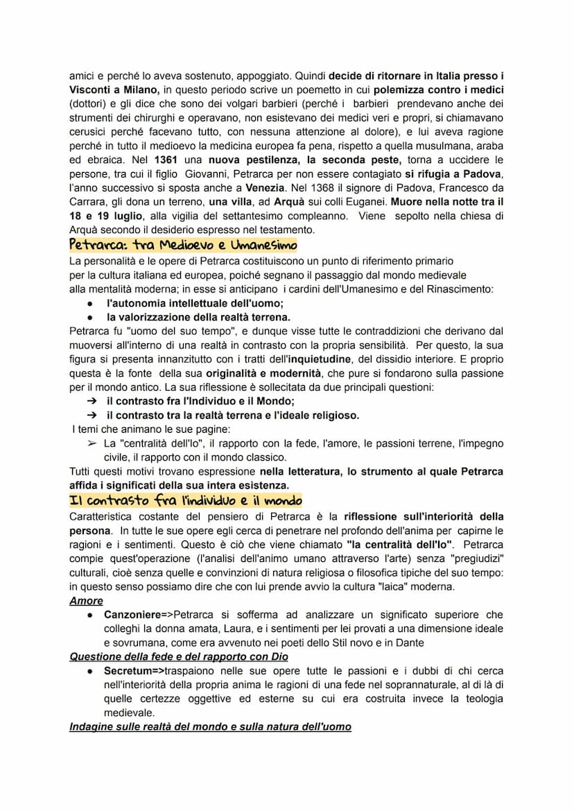 PETRARCA
l'infanzia e la giovinezza
Francesco Petrarca nasce ad Arezzo il 20 luglio del 1304. Da Arezzo la famiglia si sposta a
Incisa (oggi