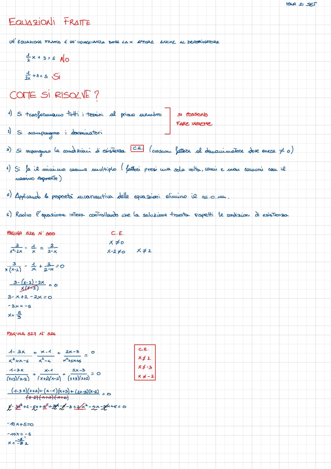 EQUAZIONI FRATTE