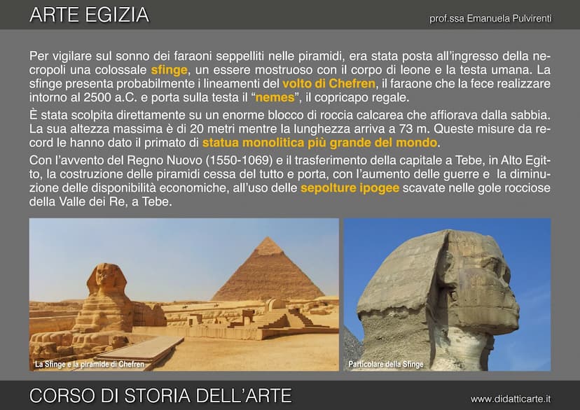 3. ARTE EGIZIA
CORSO DI STORIA DELL'ARTE
prof.ssa Emanuela Pulvirenti
www.didatticarte.it ARTE EGIZIA
GRANDI OPERE PER L'OLTRETOMBA
L'arte e