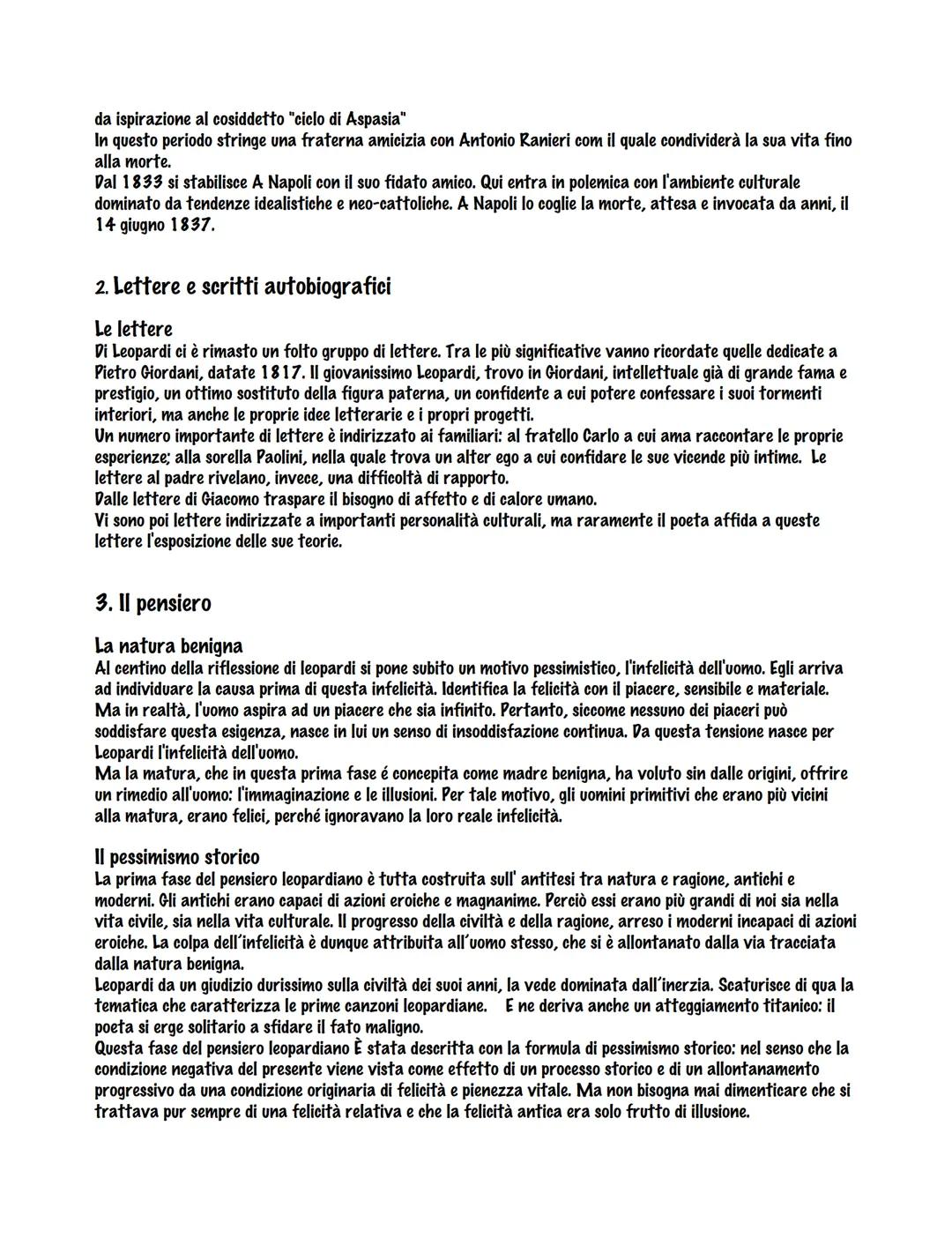 Giacomo Leopardi
1. La vita
Leopardi nasce il 29 giugno 1798 a Recanati. Appartiene ad una famiglia nobiliare, ma in condizioni di
ristrette