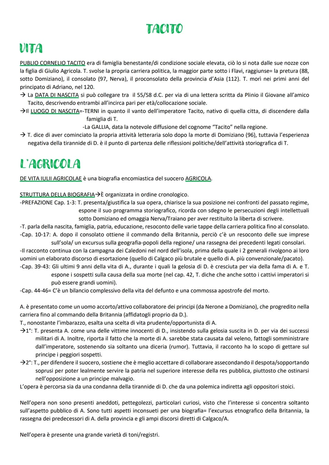 TACITO
VITA
PUBLIO CORNELIO TACITO era di famiglia benestante/di condizione sociale elevata, ciò lo si nota dalle sue nozze con
la figlia di