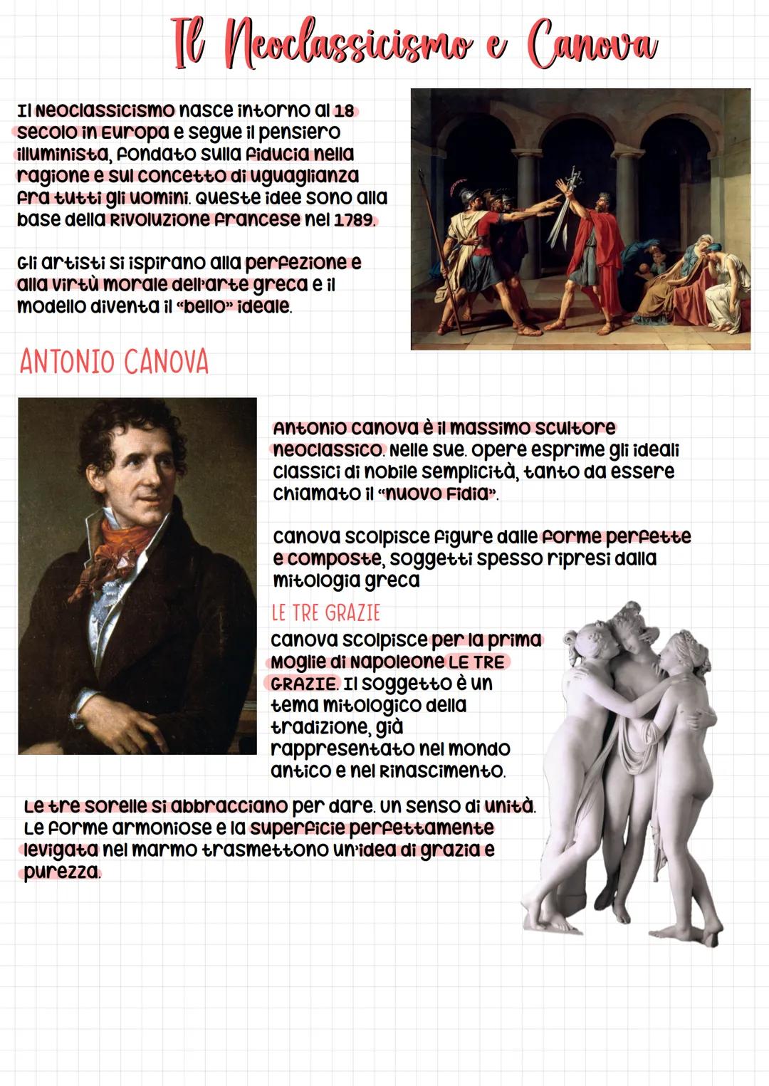 Il neoclassicismo e Canova
Il Neoclassicismo nasce intorno al 18
secolo in Europa e segue il pensiero
illuminista, fondato sulla fiducia nel