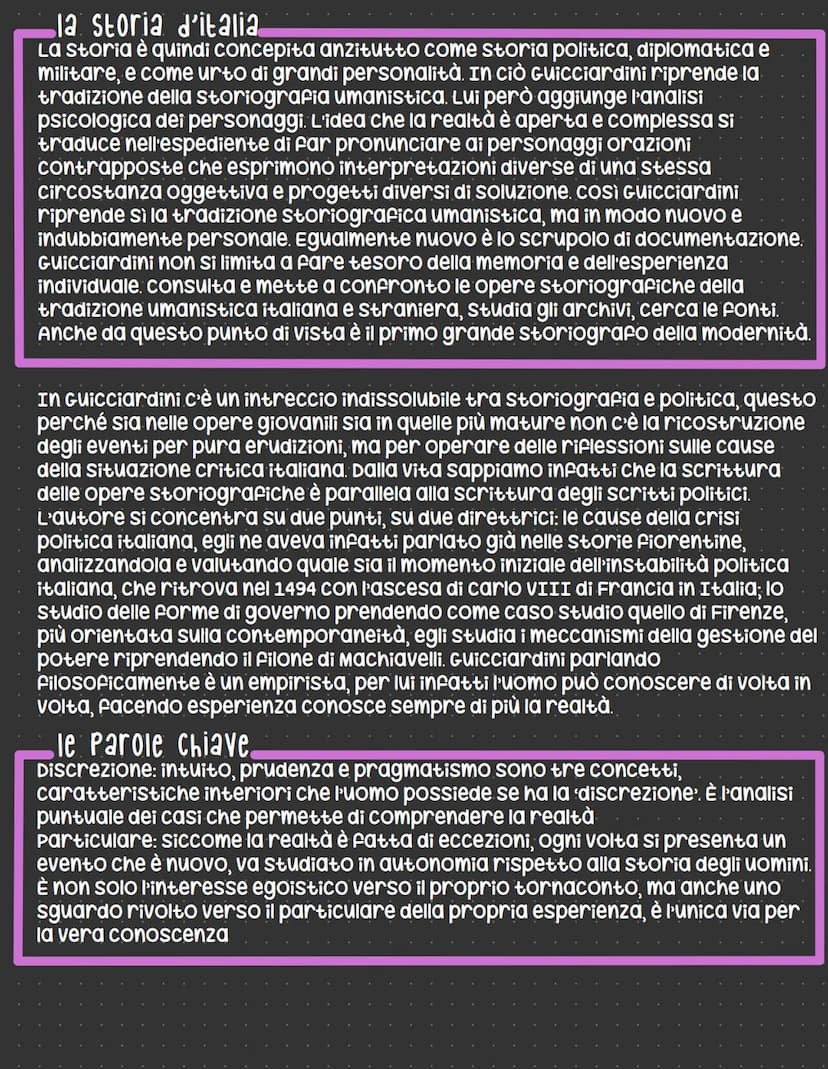 Francesco Guicciardini
In questo autore la vita è molto importante per capirne il pensiero e le sue
opere. "Ricordi" è un'opera frammentaria