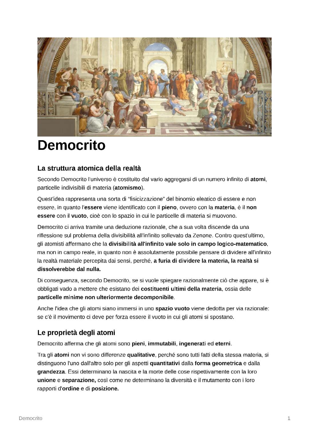 Democrito e l'atomismo