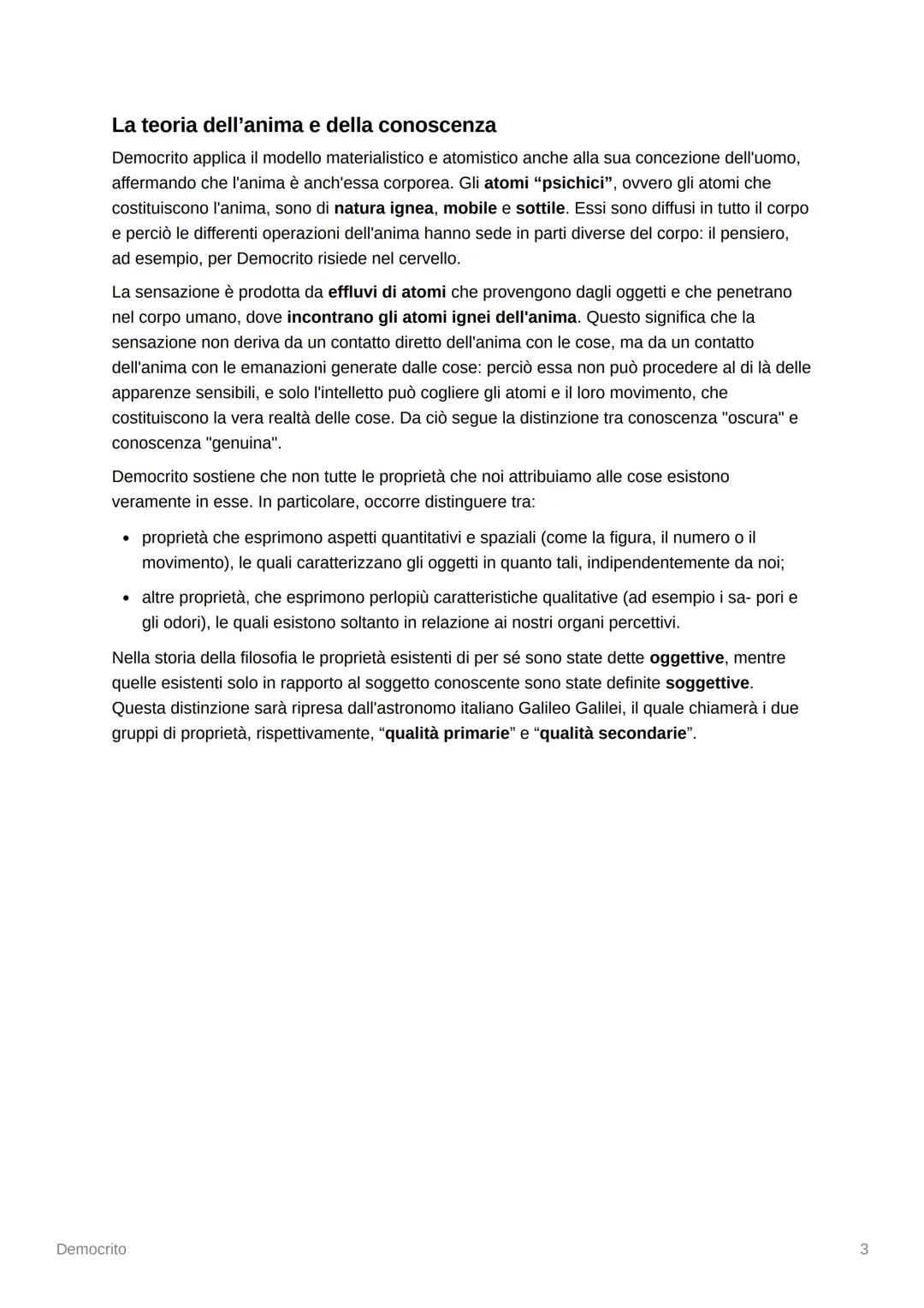 Peale
Democrito
La struttura atomica della realtà
Secondo Democrito l'universo è costituito dal vario aggregarsi di un numero infinito di at