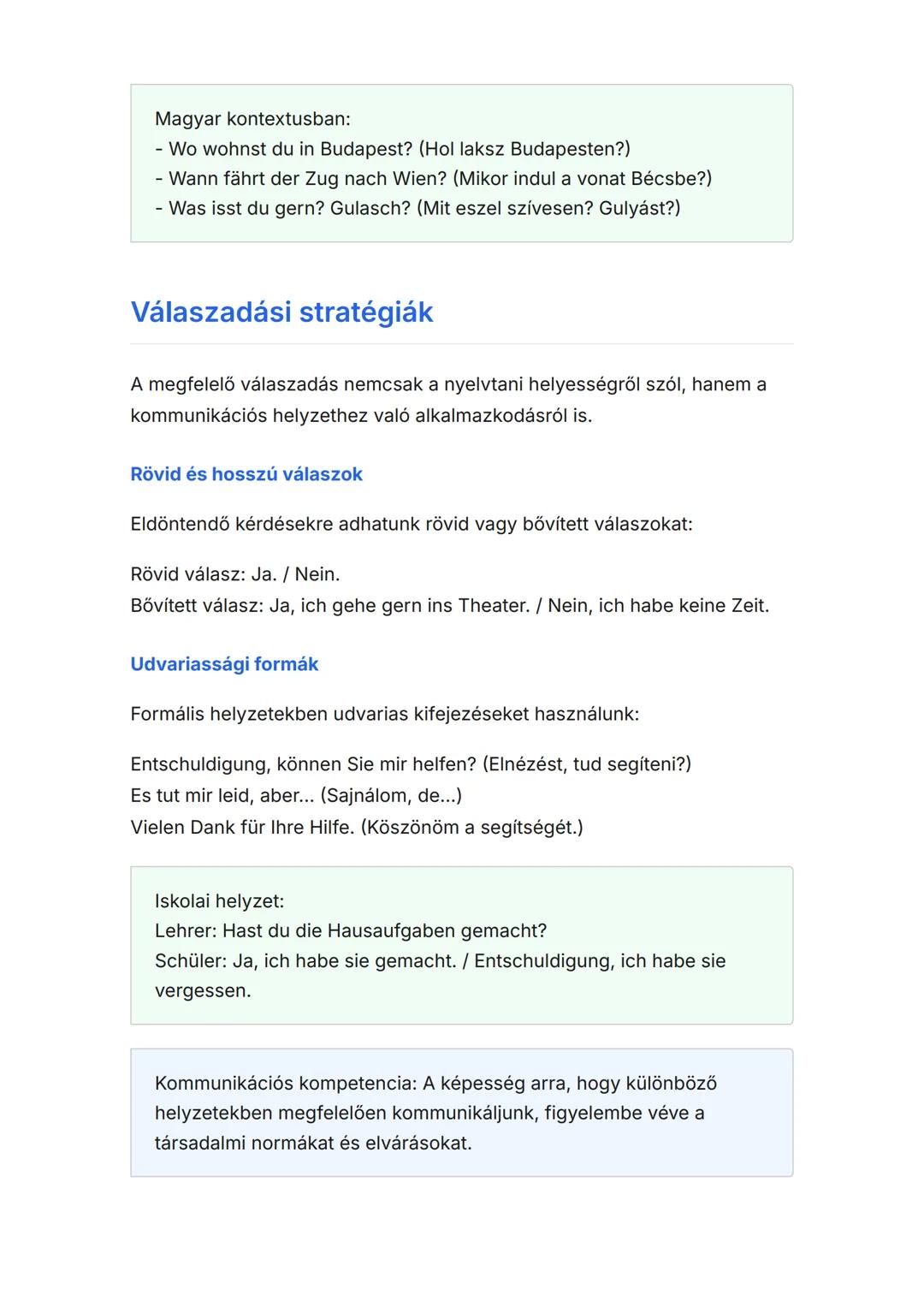 Német kommunikáció:
kérdések, válaszok és
vélemények
Német nyelvű kommunikációs helyzetek és nyelvtani szerkezetek
Német • Grade 8 • Hungary