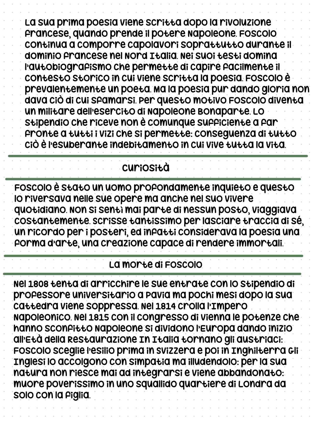Ugo foscolo
Introduzione
ugo Foscolo nasce nel 1778 a zacinto,
Il poeta muore solo, senza nessun
affetto, in esilio in Inghilterra nel
1827.