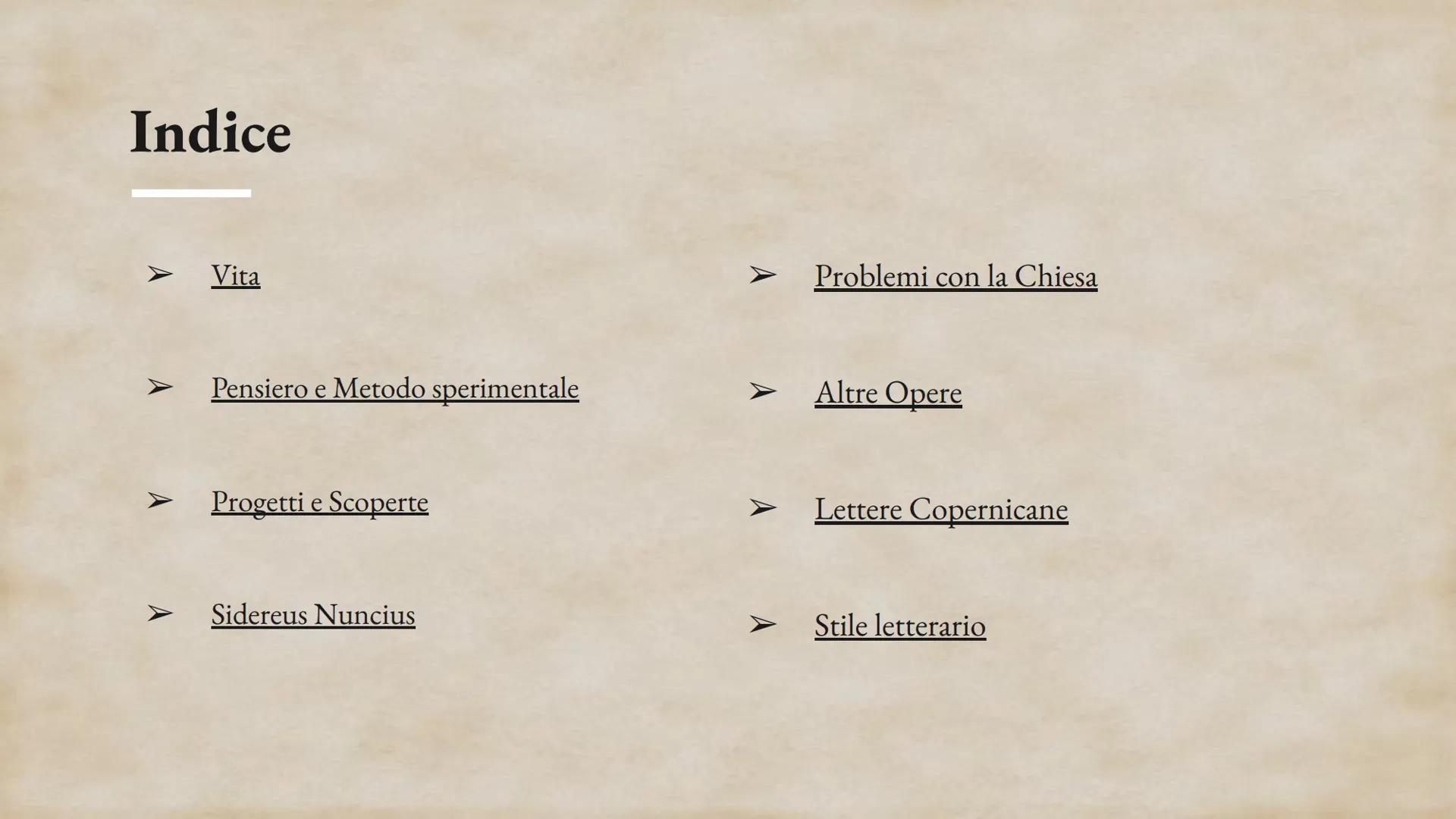 L.C.
Galileo
Galilei
1564-1642
IV^Z Indice
Vita
Pensiero e Metodo sperimentale
Progetti e Scoperte
Sidereus Nuncius
Problemi con la Chiesa
A