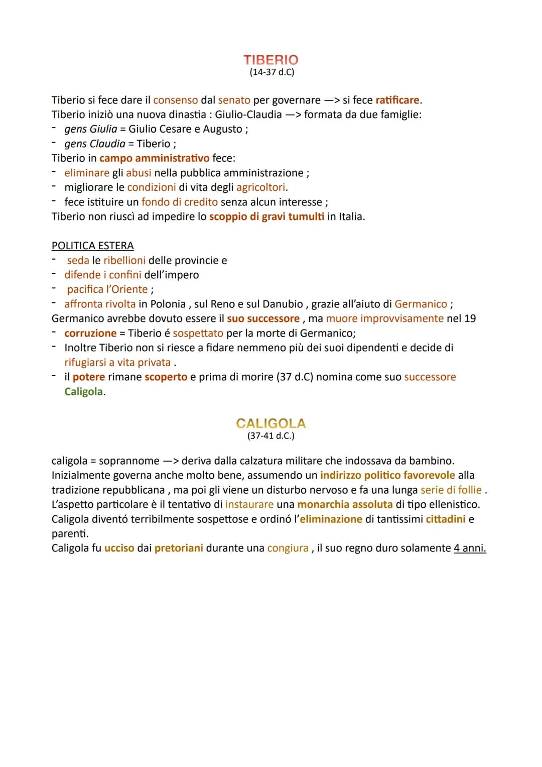 TIBERIO
(14-37 d.C)
Tiberio si fece dare il consenso dal senato per governare ->si fece ratificare.
Tiberio iniziò una nuova dinastia : Giul