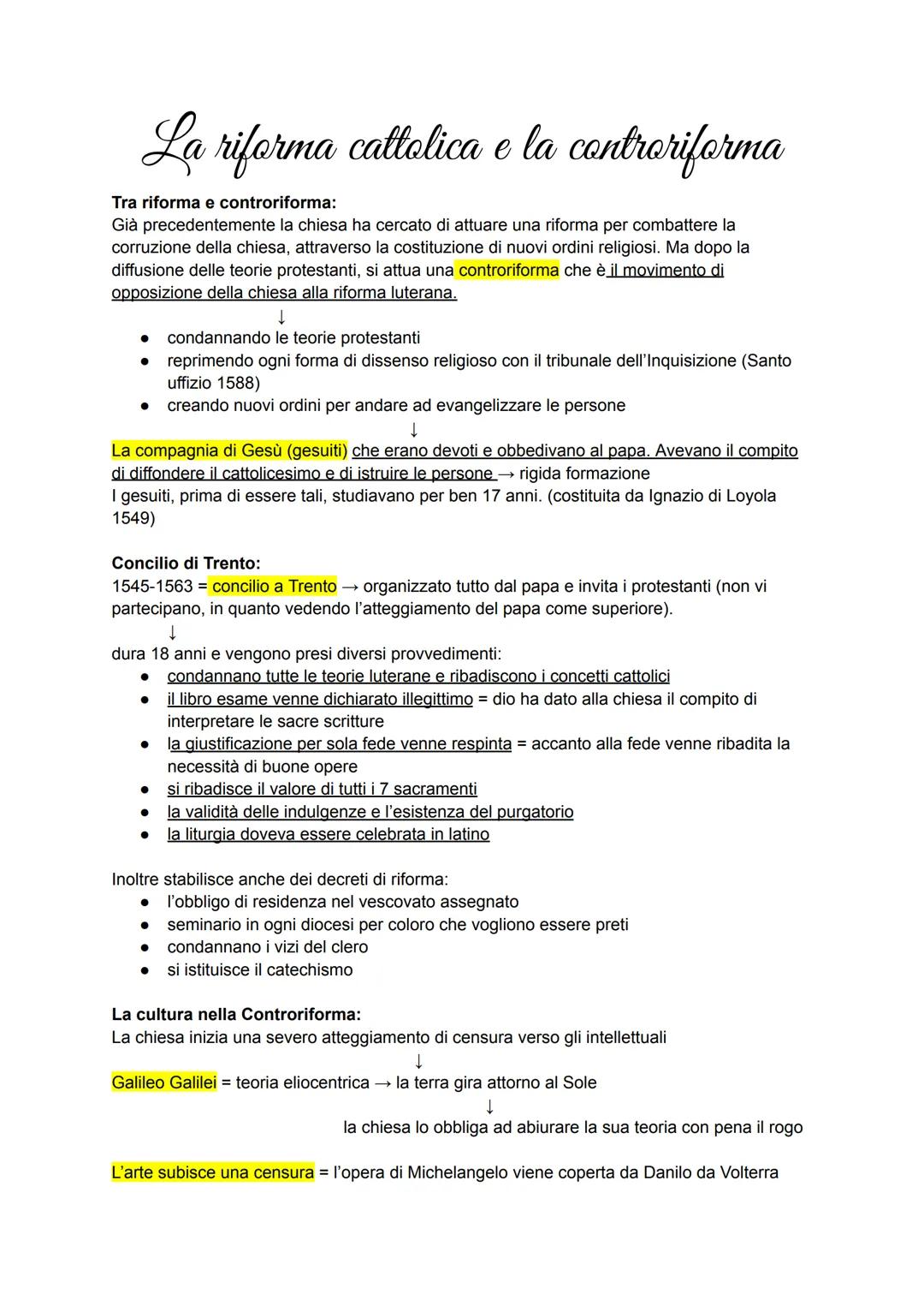 La Riforma Cattolica e la Controriforma - Concilio di Trento e I Suoi Effetti