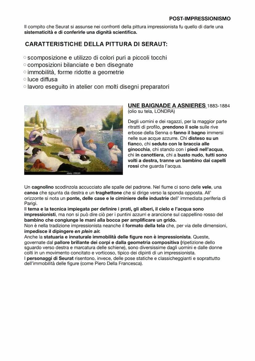 POST-IMPRESSIONISMO
Con il termine post-impressionismo intendiamo tutte quelle tendenze che si sono sviluppate in
Francia e che furono impor