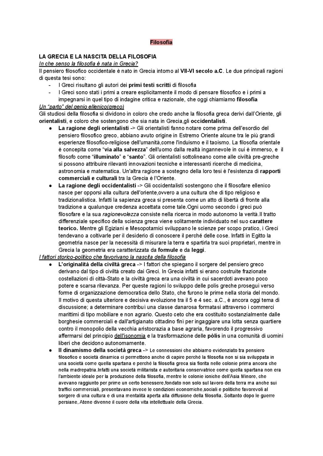 Nascita della filosofia e scuola di Mileto