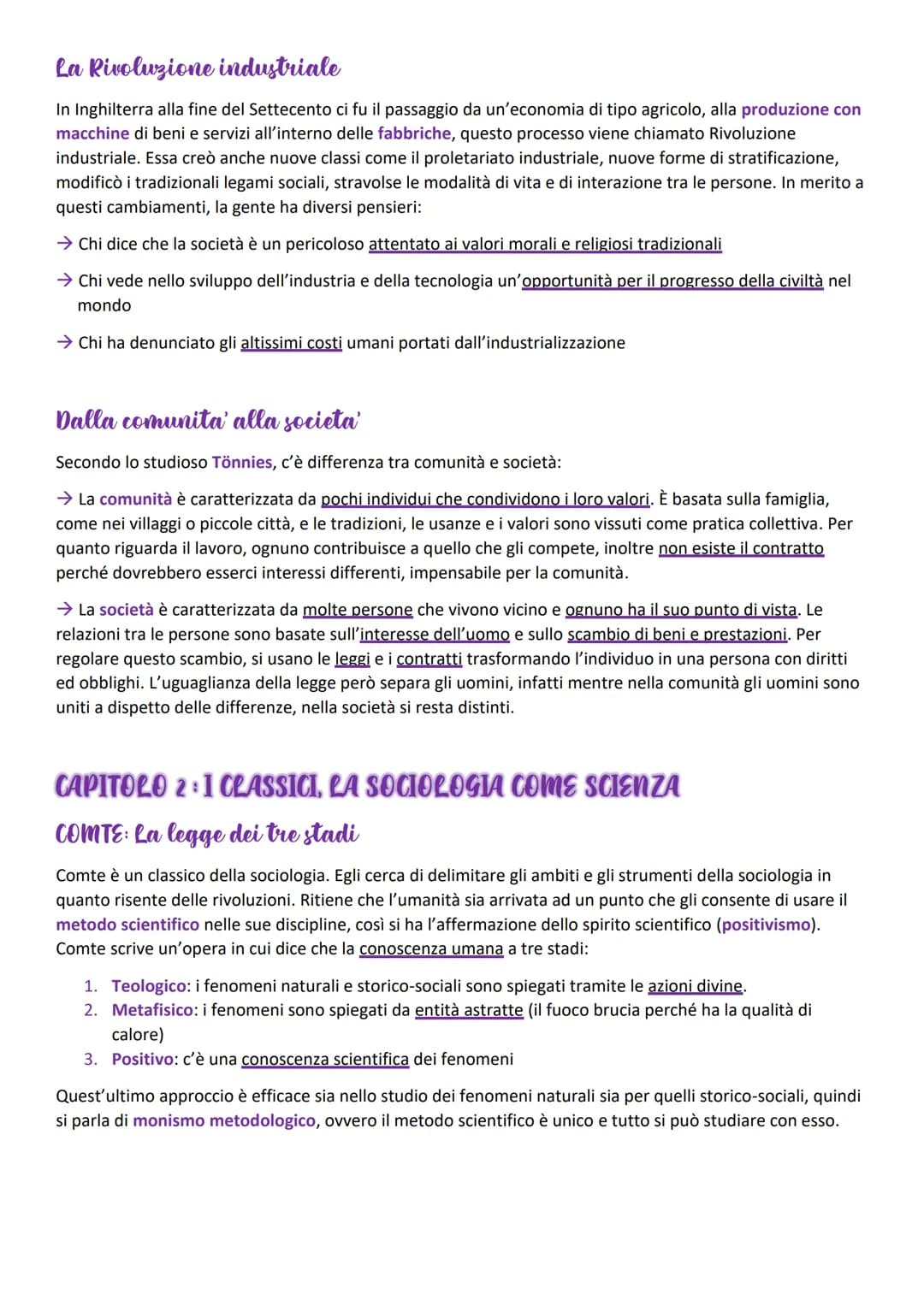 I classici della sociologia
CAPITOLO 1: IL CONTESTO STORICO SOCIALE
La nascita della disciplina
A partire dalla metà del XIX secolo nasce un