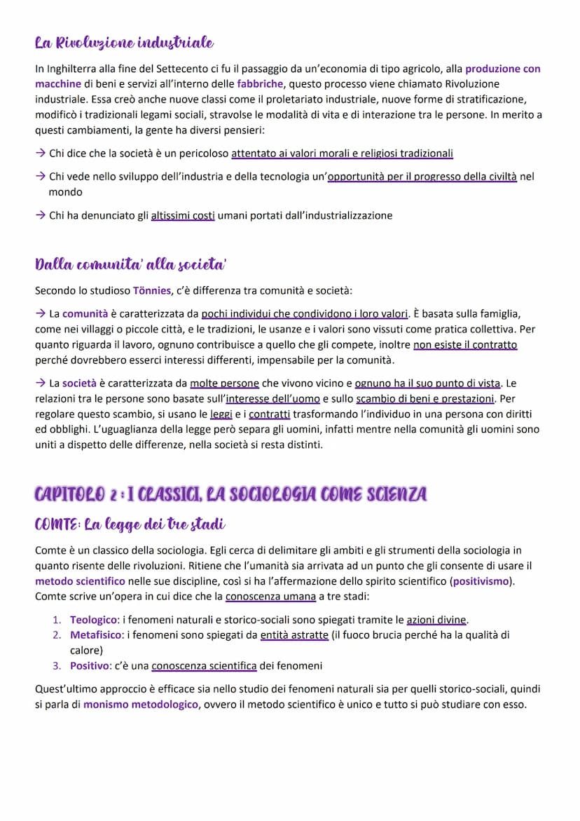 I classici della sociologia
CAPITOLO 1: IL CONTESTO STORICO SOCIALE
La nascita della disciplina
A partire dalla metà del XIX secolo nasce un