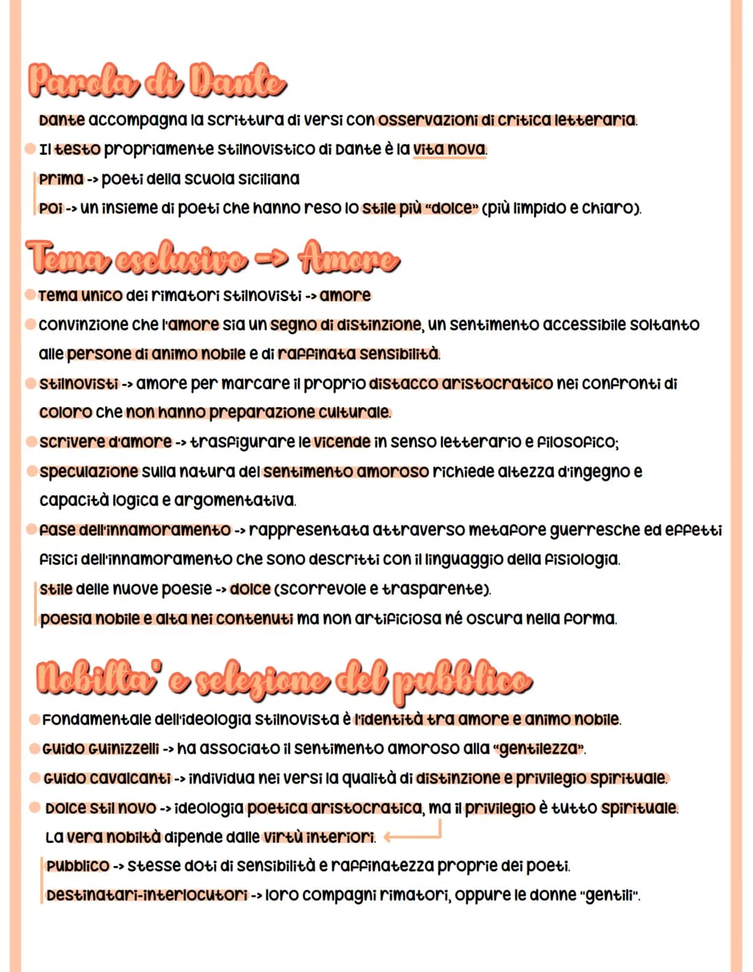 Delco Stil Nevo
Rifiuto della maniera peetion di Guittone
Toscana -> lingua carica di artifici retorici, tortuosa e oscura.
contro questa ma
