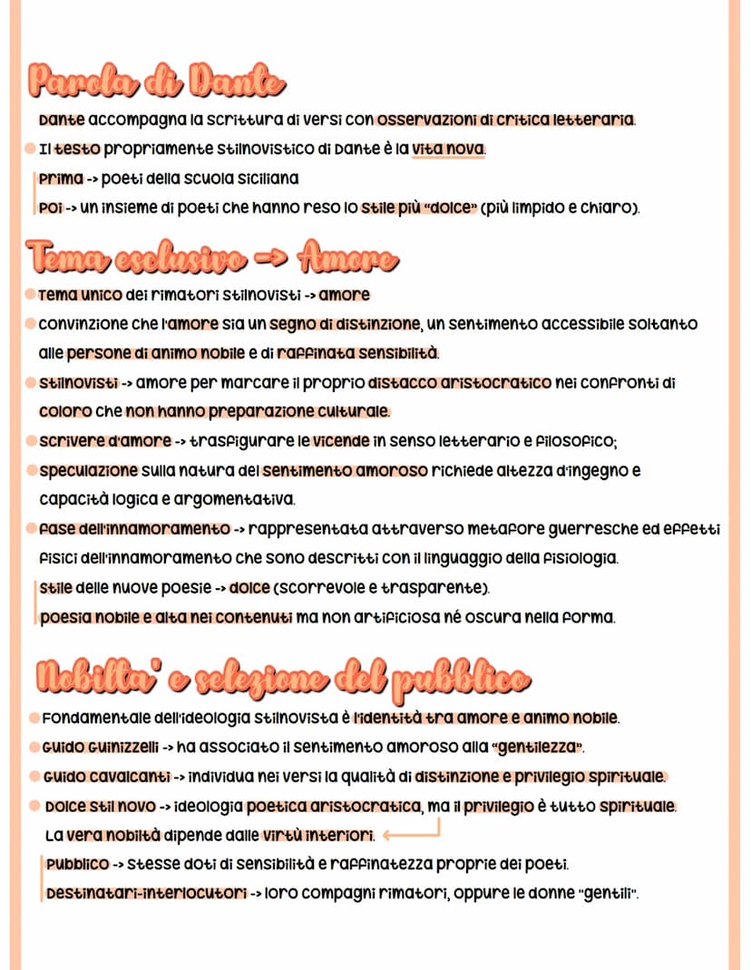 Delco Stil Nevo
Rifiuto della maniera peetion di Guittone
Toscana -> lingua carica di artifici retorici, tortuosa e oscura.
contro questa ma