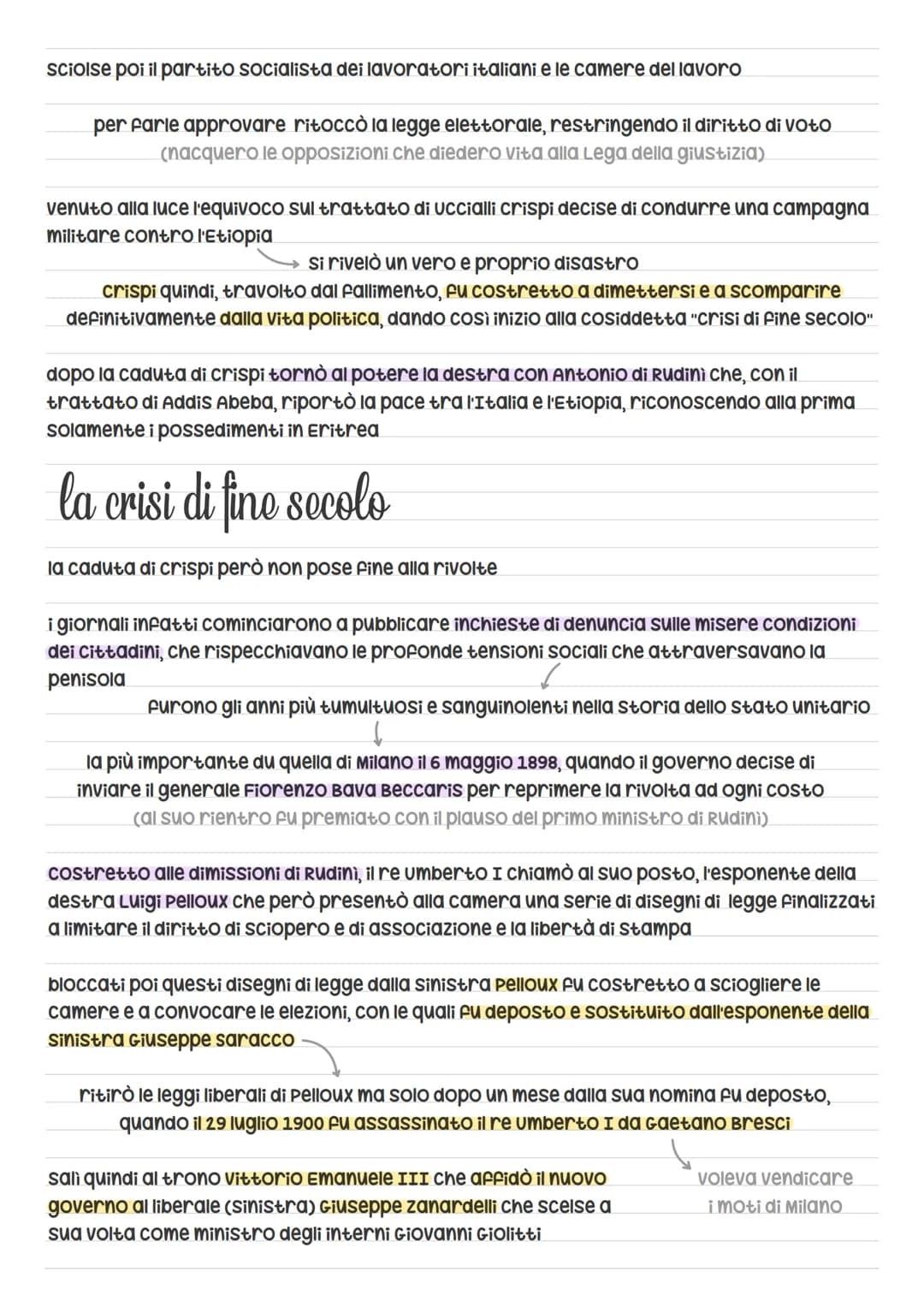 la Destra e la Sinistra storiche
il diritto di voto era riservato ai soli maschi di età superiore ai 25 anni che, oltre a saper
leggere e sc