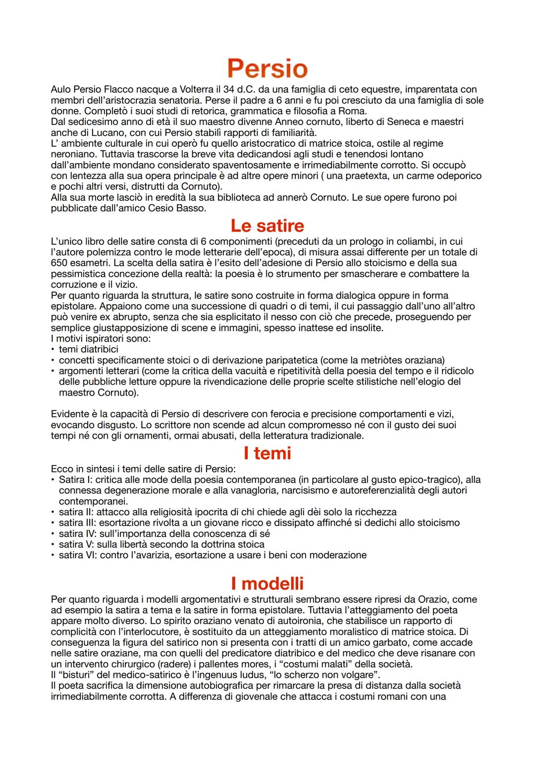 # Persio

Aulo Persio Flacco nacque a Volterra il 34 d.C. da una famiglia di ceto equestre, imparentata con
membri dell'aristocrazia senator