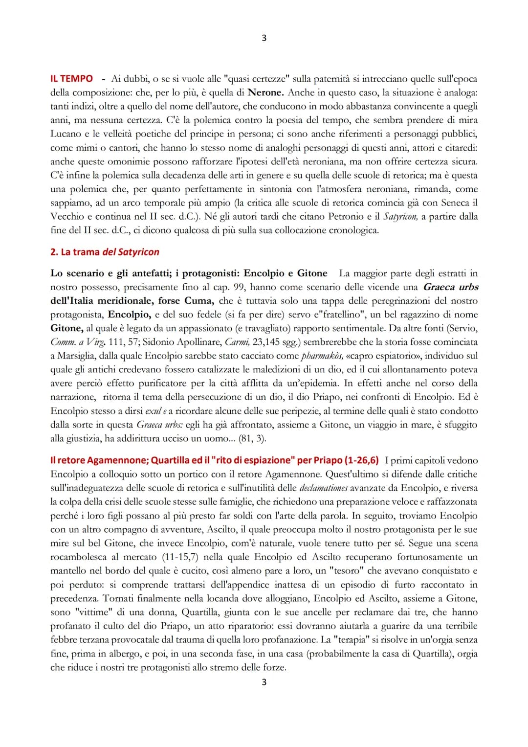 1
IL SATYRICON DI PETRONIO
1. GLI ENIGMI DEL SATYRICON
Il Satyricon, una delle opere più interessanti, e sicuramente la più originale, della