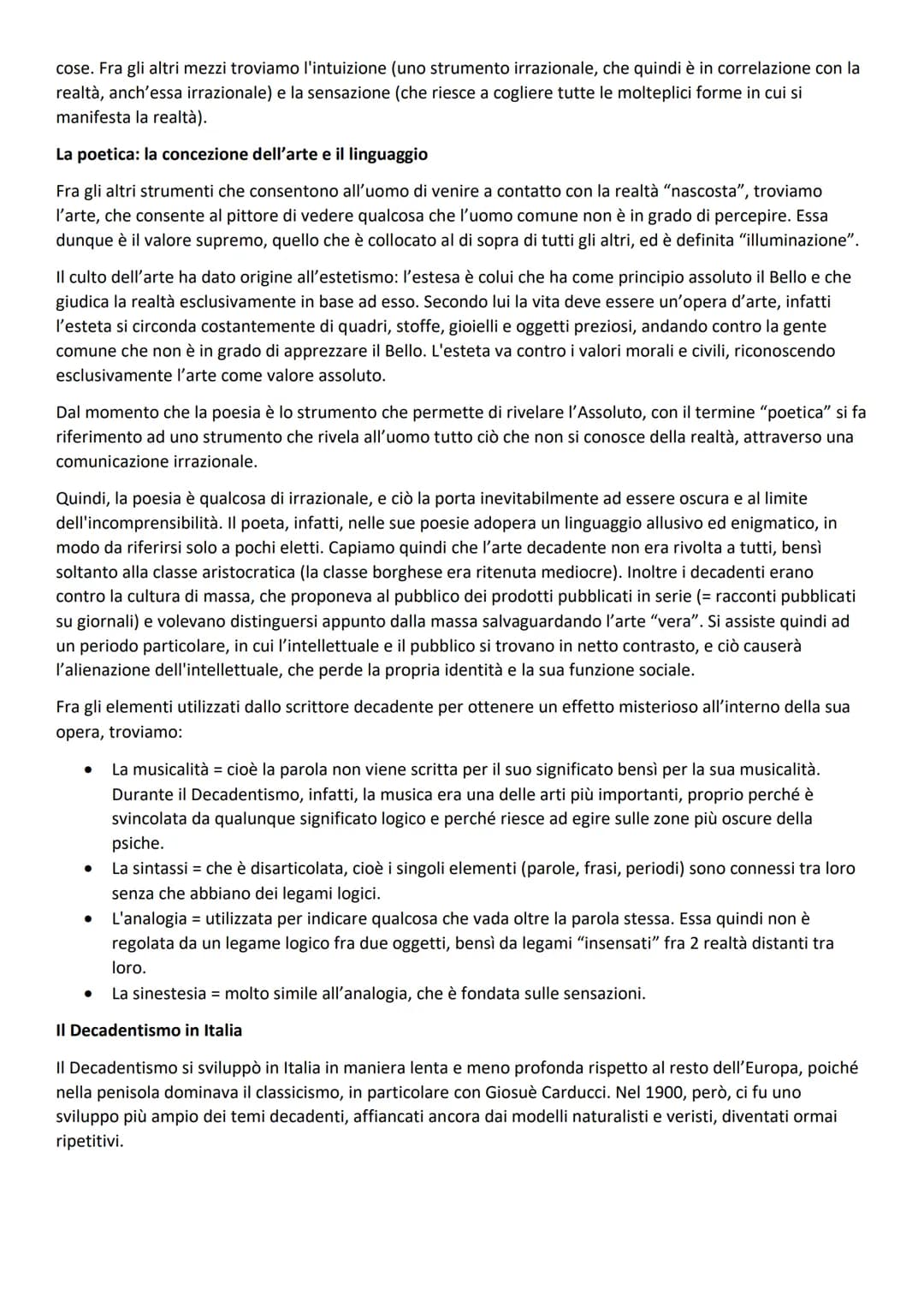 IL DECADENTISMO
Il Decadentismo fu un importante movimento culturale, sviluppatosi verso il 1870, che coinvolgeva tutti gli
ambiti della cul