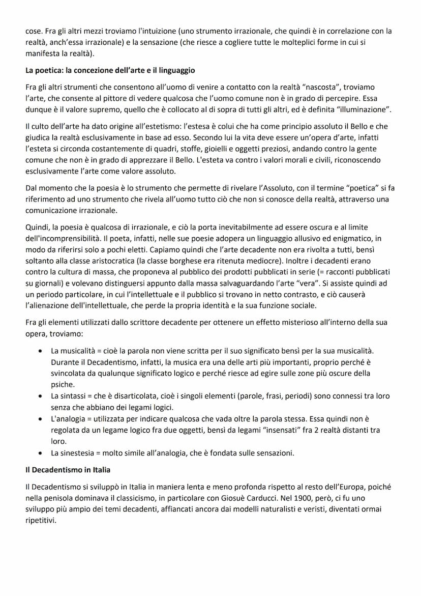 IL DECADENTISMO
Il Decadentismo fu un importante movimento culturale, sviluppatosi verso il 1870, che coinvolgeva tutti gli
ambiti della cul