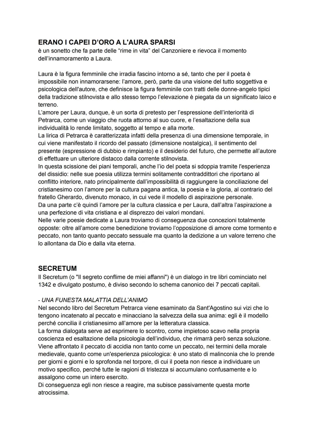 ERANO I CAPEI D'ORO A L'AURA SPARSI
è un sonetto che fa parte delle "rime vita" del Canzoniere e rievoca il momento
dell'innamoramento a Lau