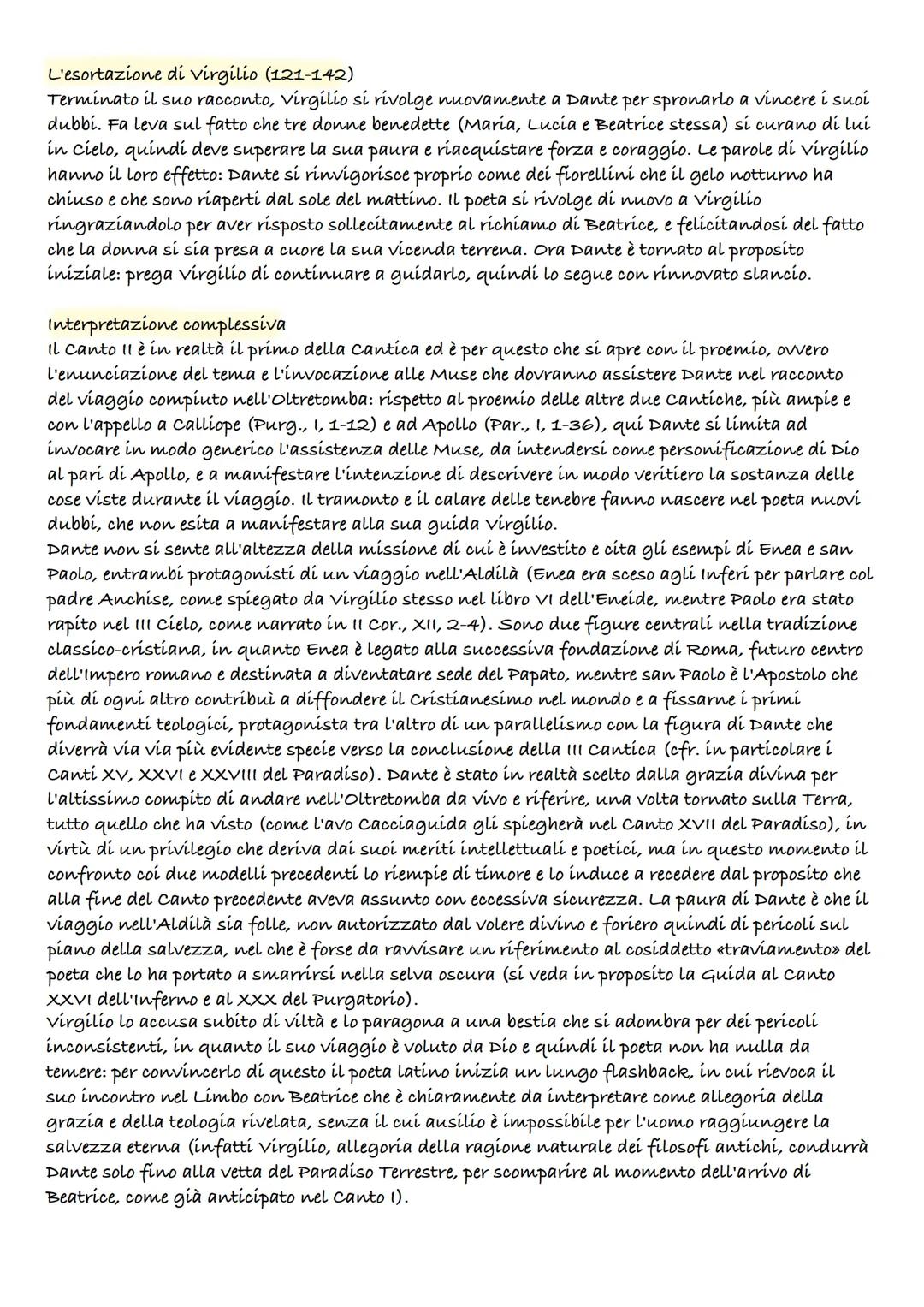 # CANTO I

Argomento del Canto
Dubbi di Dante sul viaggio. virgilio gli spiega che Beatrice gli ha fatto visita nel Limbo ed è
stata a sua v