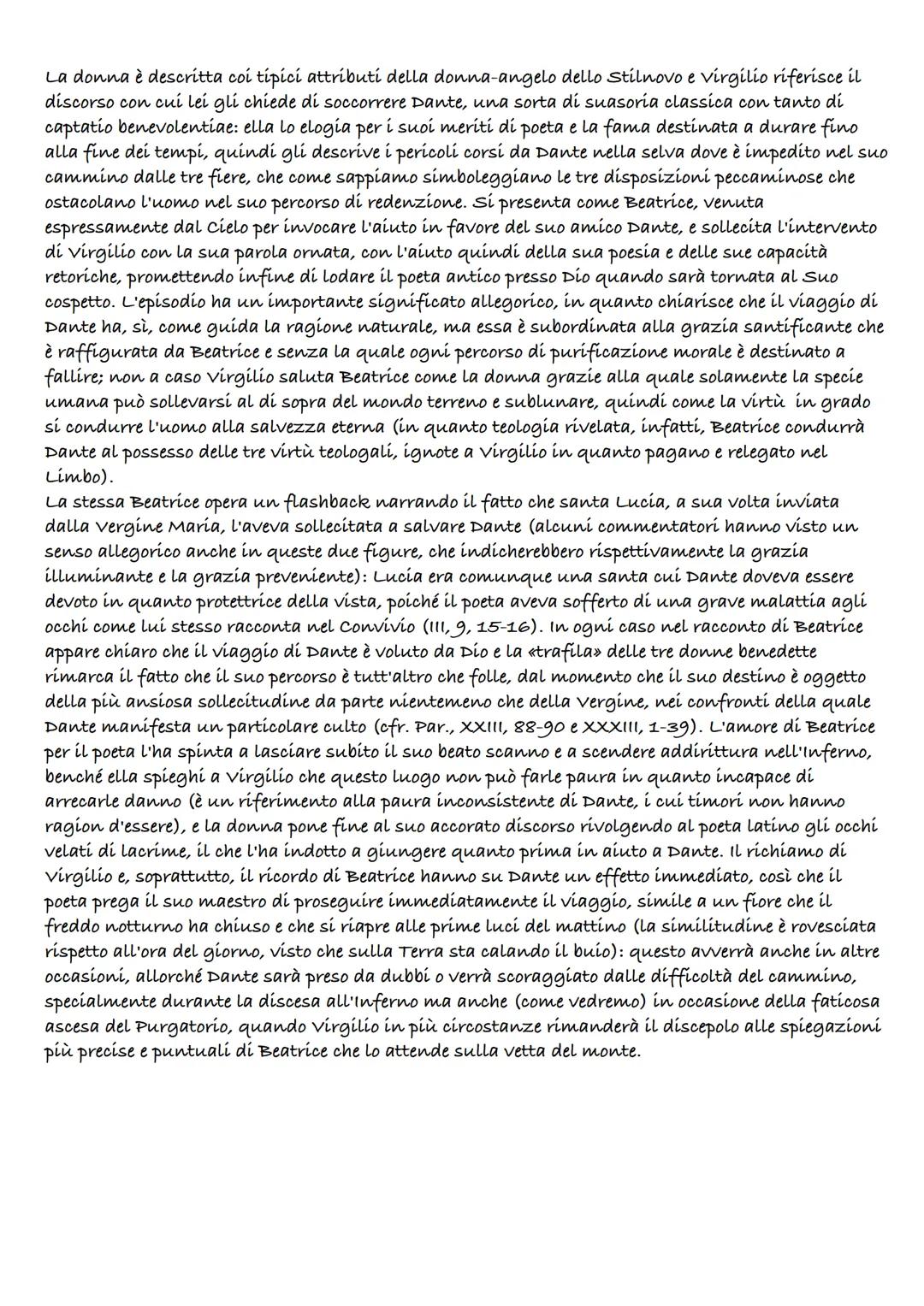 # CANTO I

Argomento del Canto
Dubbi di Dante sul viaggio. virgilio gli spiega che Beatrice gli ha fatto visita nel Limbo ed è
stata a sua v