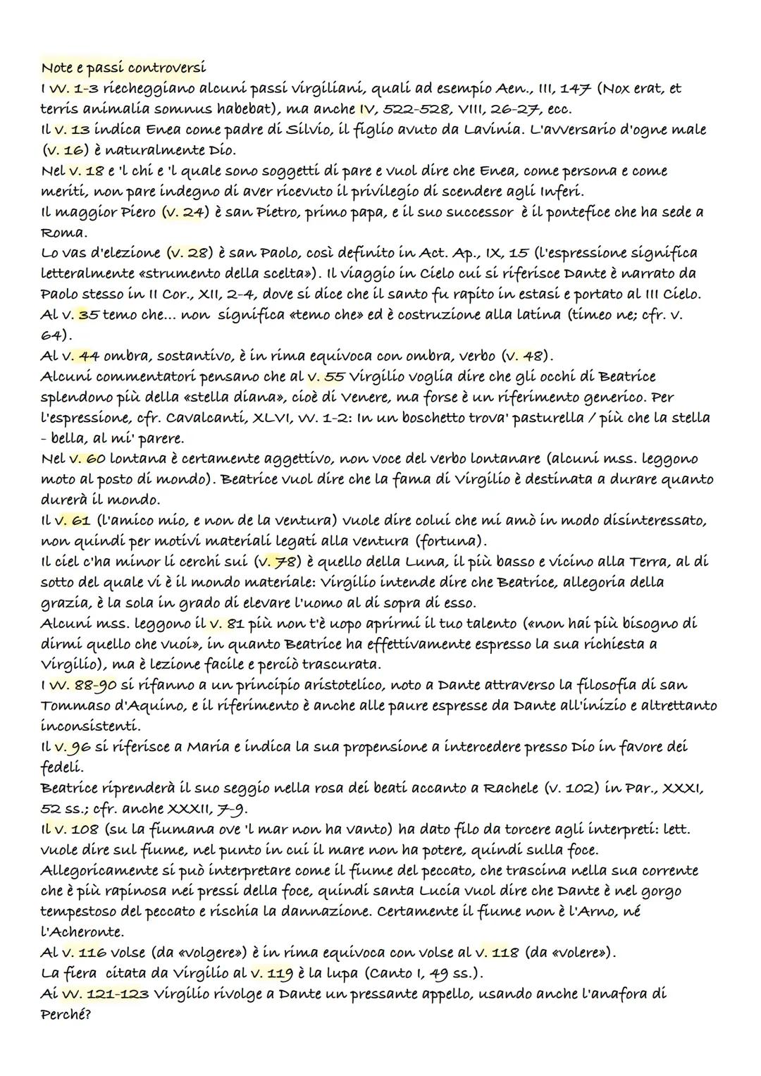 # CANTO I

Argomento del Canto
Dubbi di Dante sul viaggio. virgilio gli spiega che Beatrice gli ha fatto visita nel Limbo ed è
stata a sua v