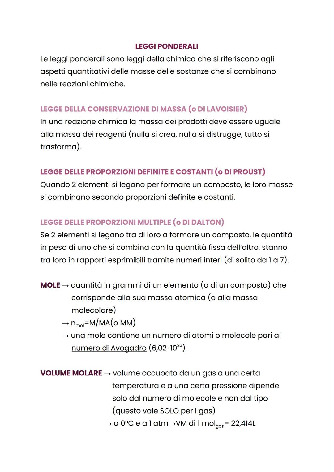 Le Leggi Fondamentali della Chimica e dei Gas