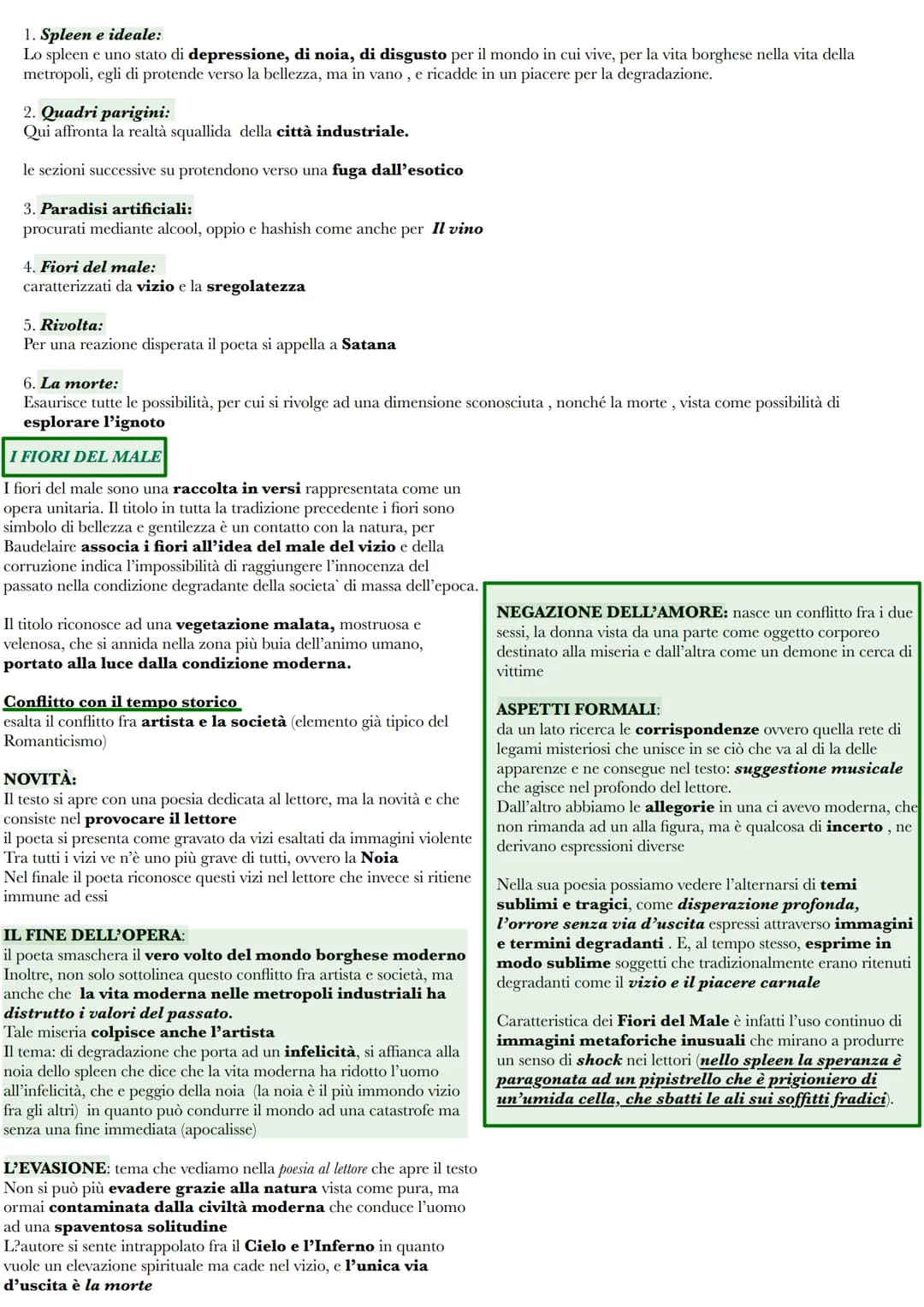 
<h2 id="spleeneideale">Spleen e Ideale</h2>
<p>Lo spleen è uno stato di depressione, noia e disgusto per il mondo borghese e metropolitano,