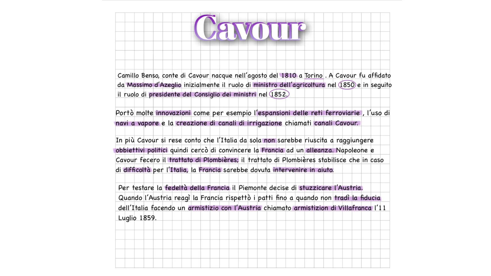 Cavour
Camillo Benso, conte di Cavour nacque nell'agosto del 1810 a Torino. A Cavour fu affidato
da Massimo d'Azeglio inizialmente il ruolo 