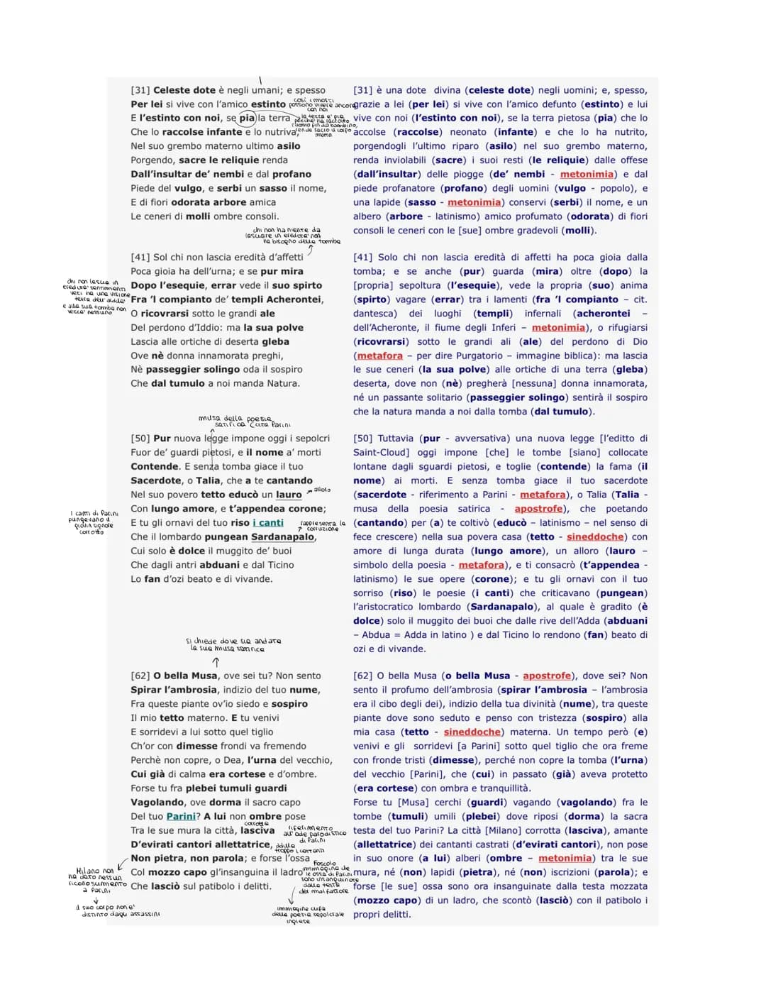 TESTO
Deorum manium iura sancta sunto
A IPPOLITO PINDEMONTE
POLISINDETO
[1] All'ombra de' cipressi e dentro l'urne
Confortate di pianto è fo