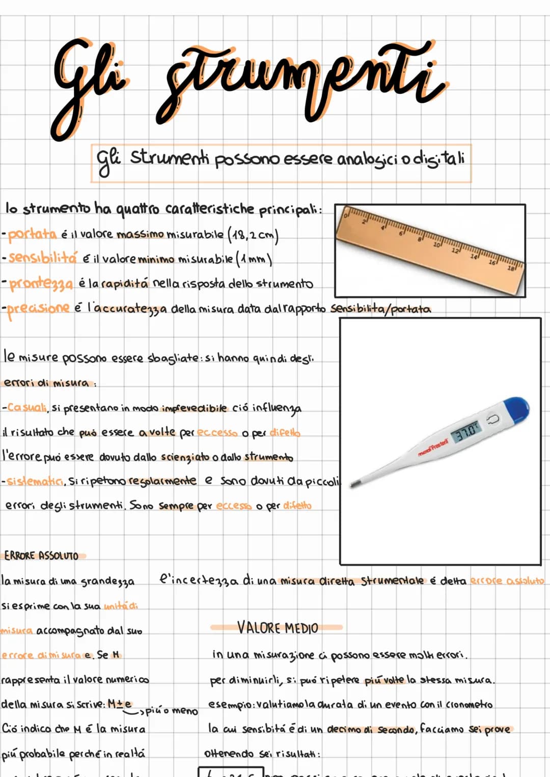 Gli strumenti
gli strumenti possono essere analogici o digitali
lo strumento ha quattro caratteristiche principali:
- portata é il valore ma