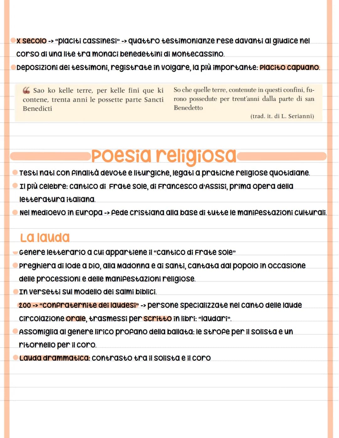 Nascita della letteratura italiana
Quadro generale
primi testi letterari del XIII -> Volgare italiano
Poesia religiosa -> umbria.
Nasce da u