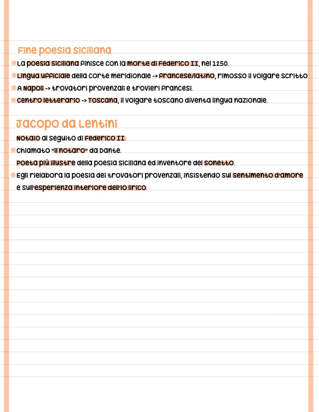 Nascita della letteratura italiana
Quadro generale
primi testi letterari del XIII -> Volgare italiano
Poesia religiosa -> umbria.
Nasce da u