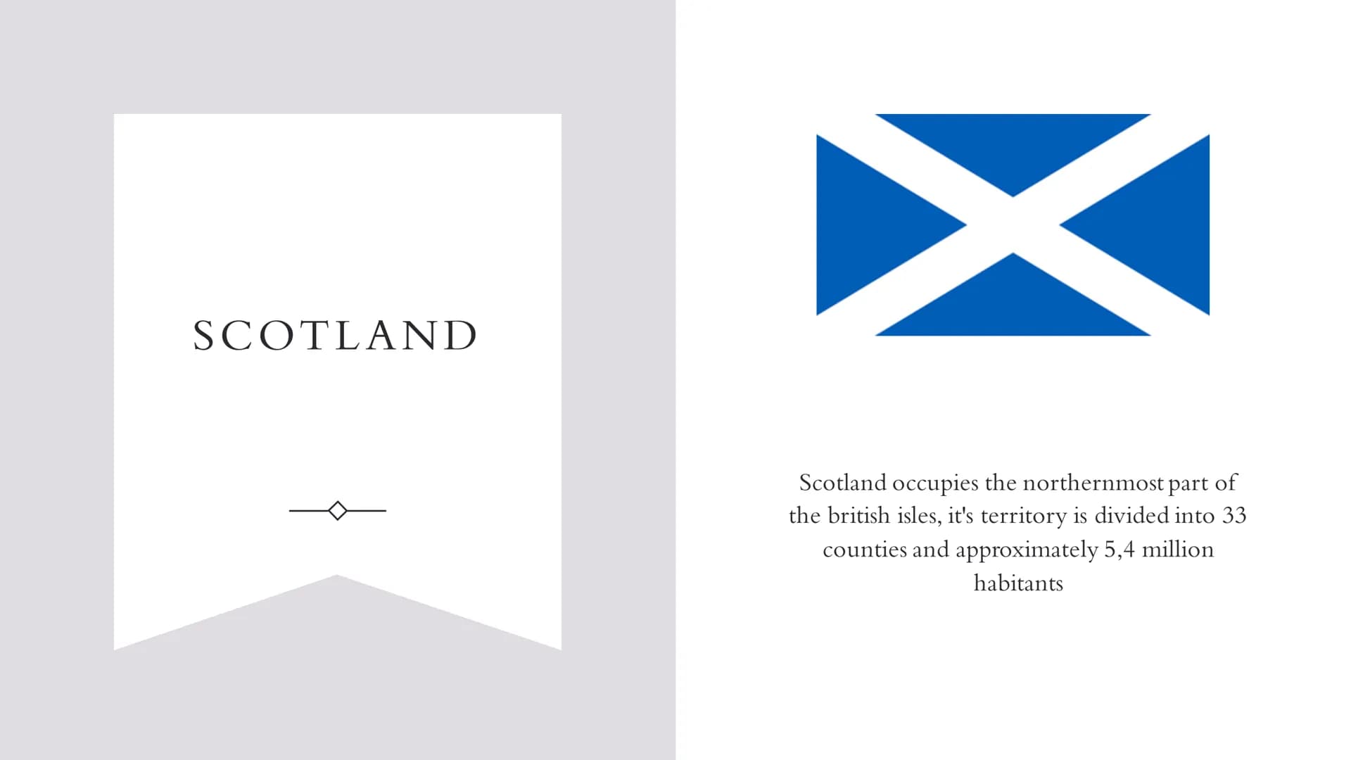 THE UNITED KINGDOM The United Kingdom
is divided into:
-Scotland
-Wales
-Northen Irland
-England
ATLANTIC OCEAN
Hebrides
ܘܡ ܀
NORTHERN
IRELA