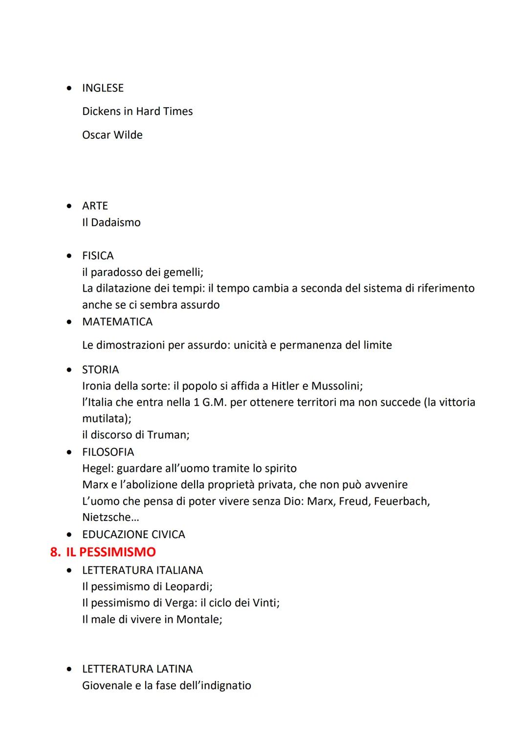 1. IL TEMPO
●
●
●
LETTERATURA ITALIANA
Italo Svevo: tempo misto ne La coscienza di Zeno;
Verga: tempo circolare e lineare nei Malavoglia;
Pi