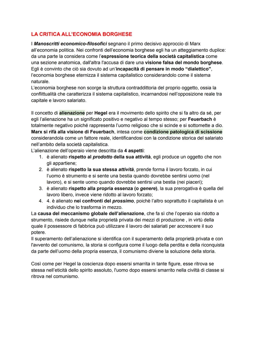 MARX
LE CARATTERISTICHE GENERALI DEL MARXISMO
Il pensiero di Marx è irriducibile alla dimensione puramente filosofica, sociologica o
economi