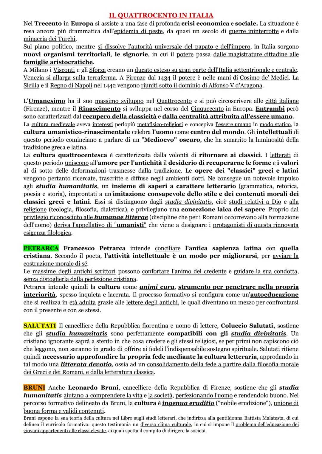 IL QUATTROCENTO IN ITALIA
Nel Trecento in Europa si assiste a una fase di profonda crisi economica e sociale. La situazione è
resa ancora pi