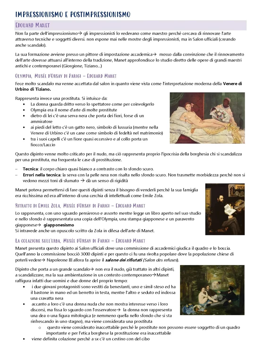 IMPRESSIONISMO E POST IMPRESSIONISMO 